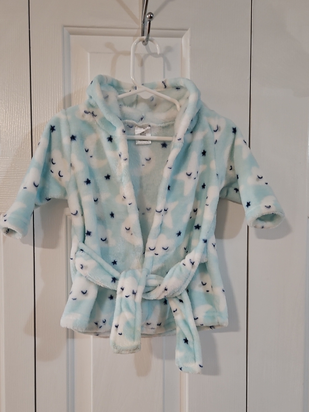 Cozy Cloud Print Kids Robe - Light Blue